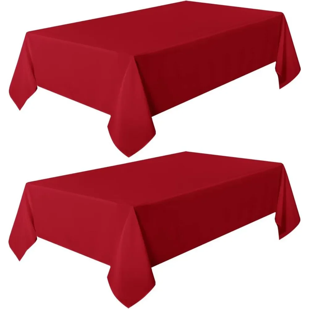 2 Pack Red Tablecloth 60 x 84 Inch, Rectangle, Washable, Polyester
